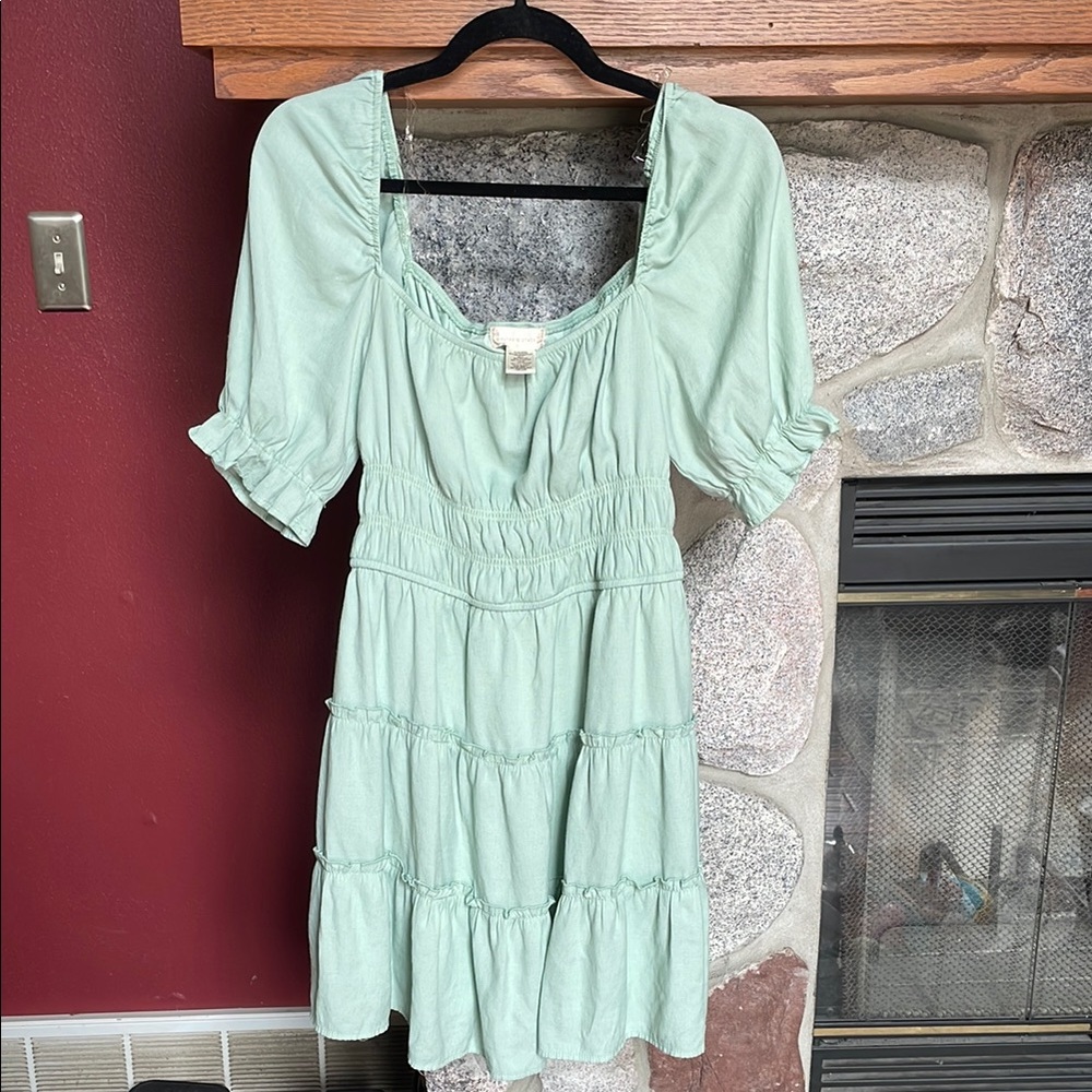 Altar'd State Green Ruffled Tiered Sundress